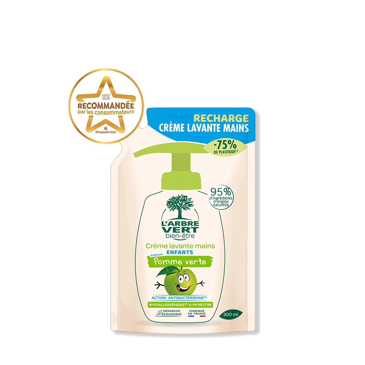 Recharge Crème lavante mains - Enfants Pomme verte 300 mL