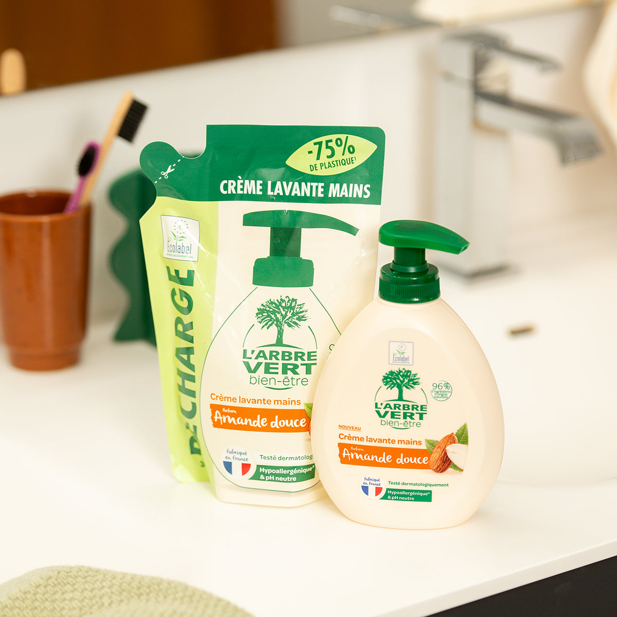Pack crème lavante mains et recharge Amande douce 2 x 300 mL