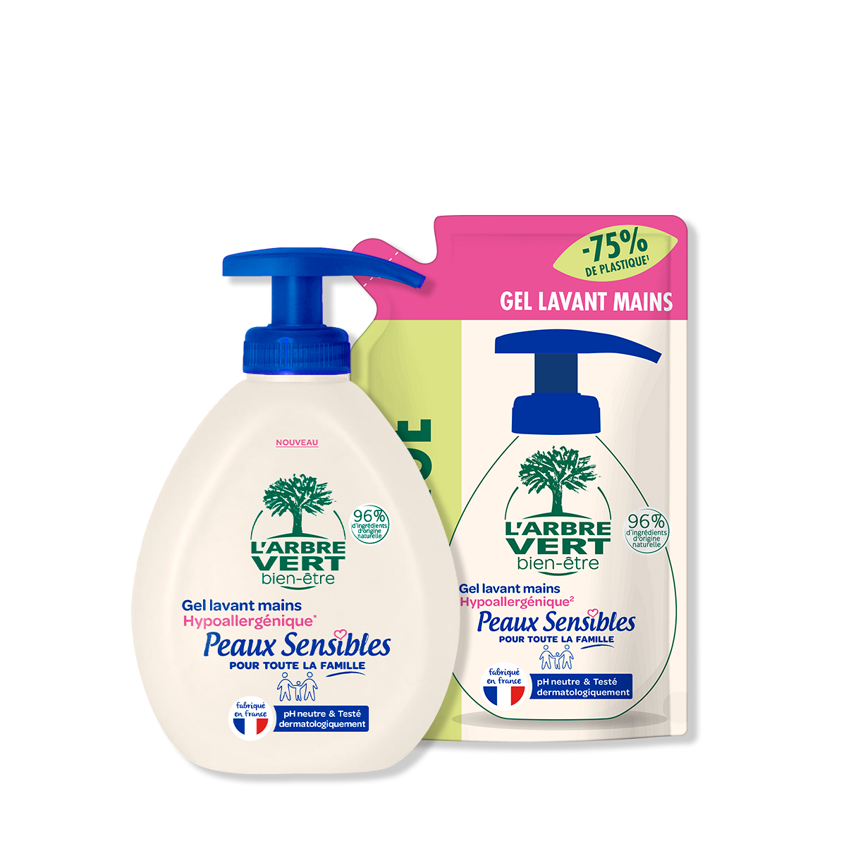 Pack gel lavant et recharge Peaux Sensibles 2 x 300 mL