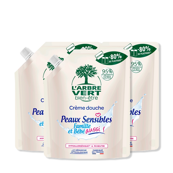 Lot de 3 recharges Crème douche Peaux Sensibles 3 x 500mL