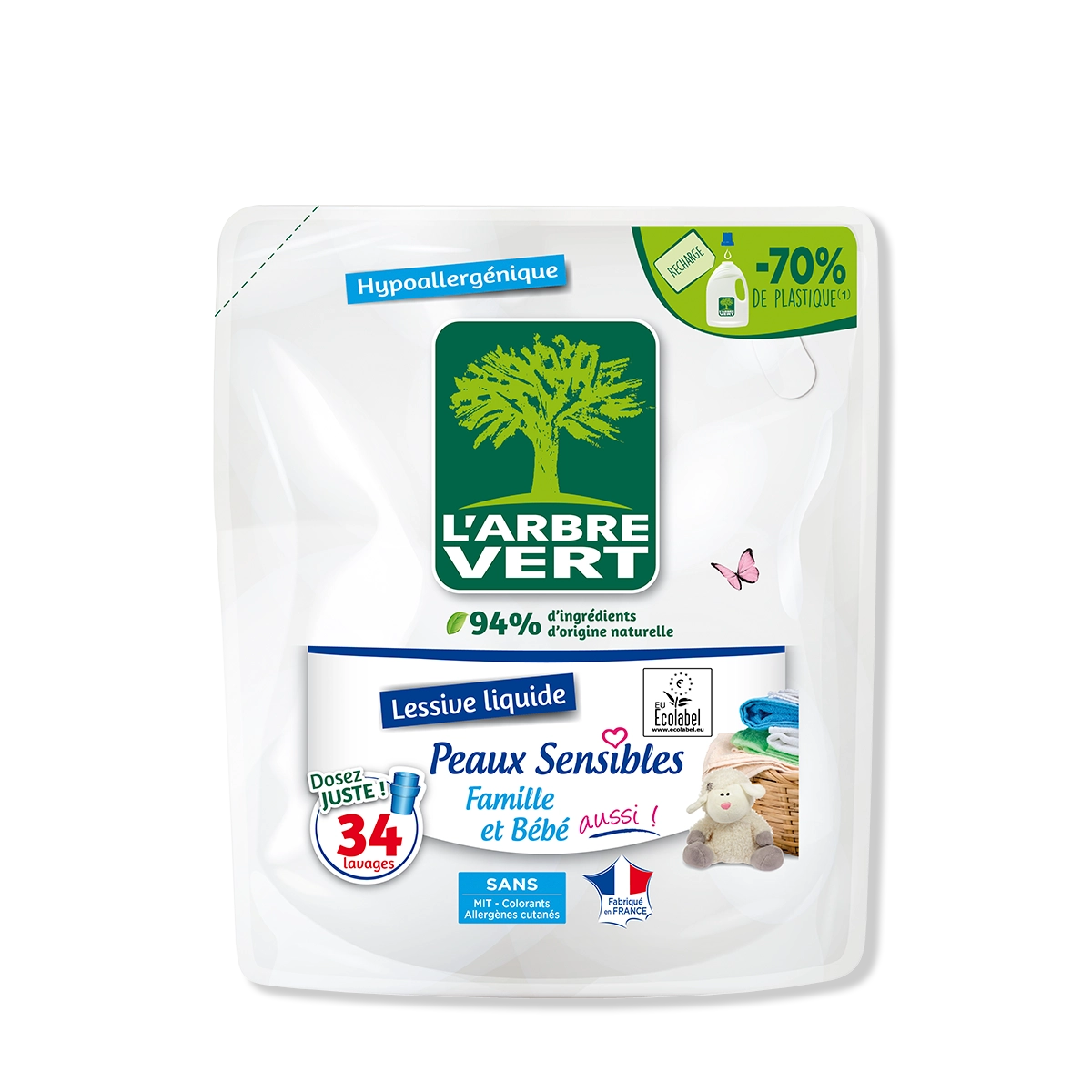 Recharge lessive liquide Peaux sensibles 1,53L