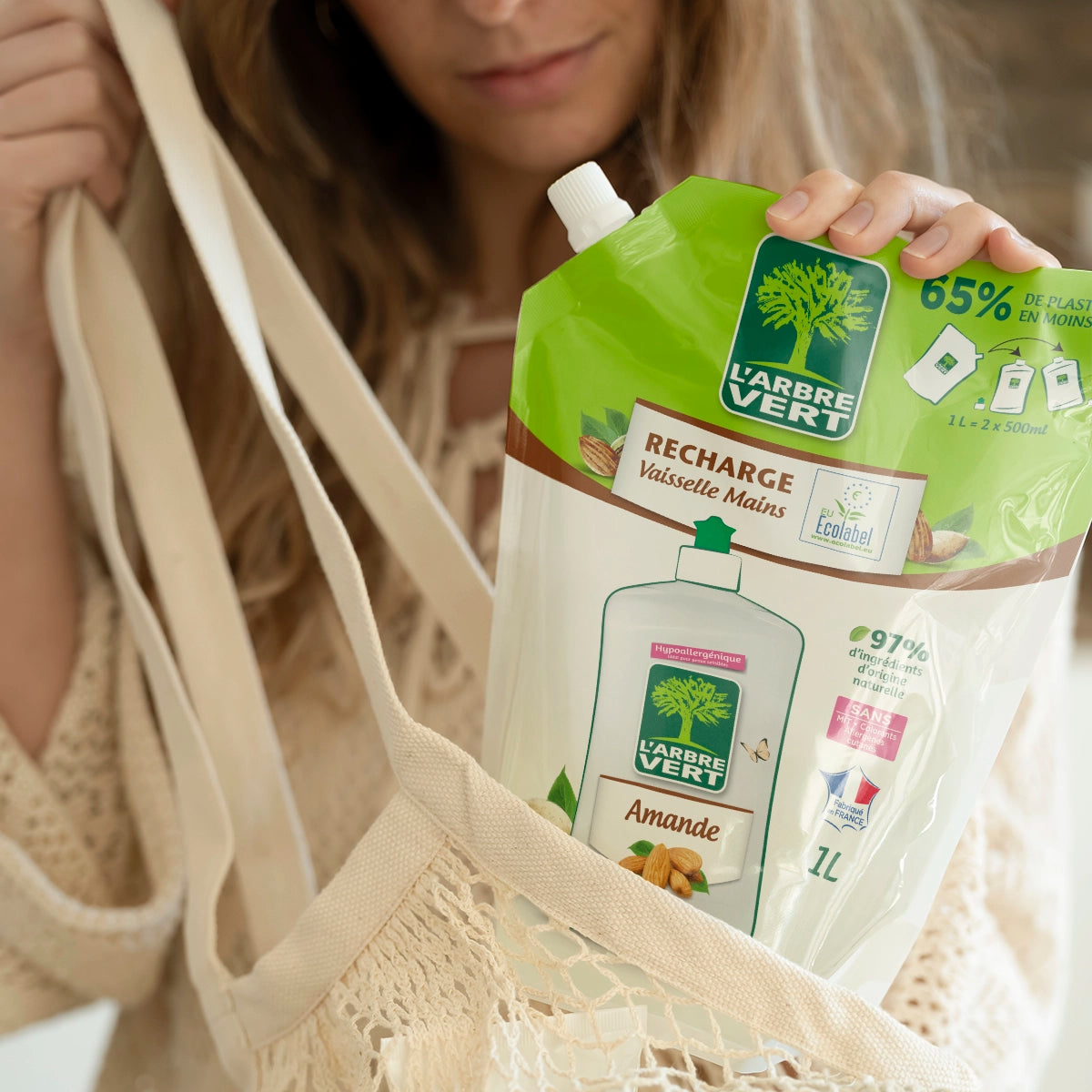 Pack liquide vaisselle et recharge Amande 500 mL + 1L