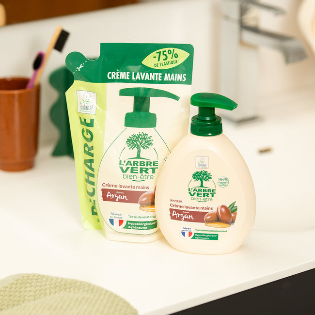 Pack crème lavante et recharge mains Argan  2 x 300 mL