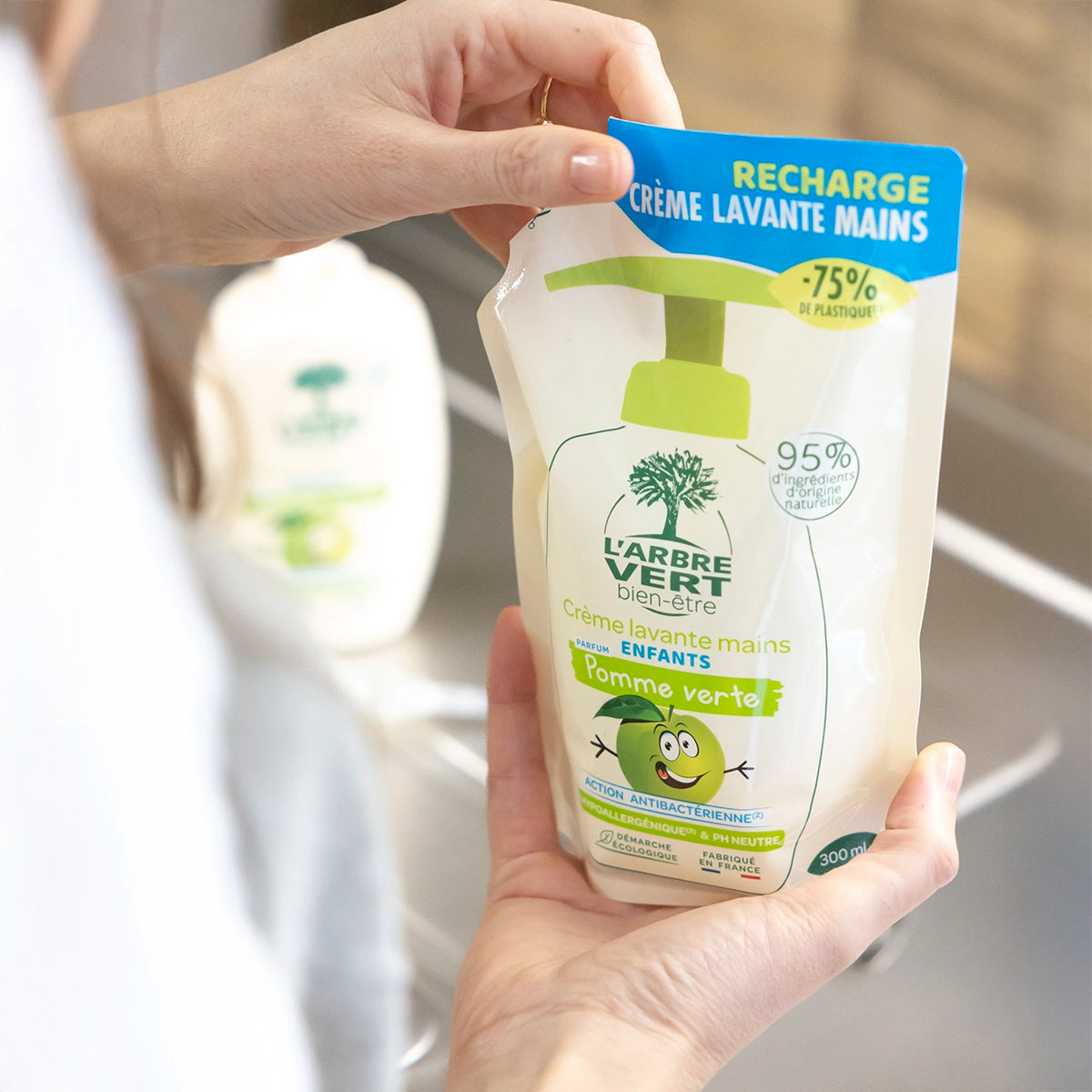 Recharge Crème lavante mains - Enfants Pomme verte 300 mL
