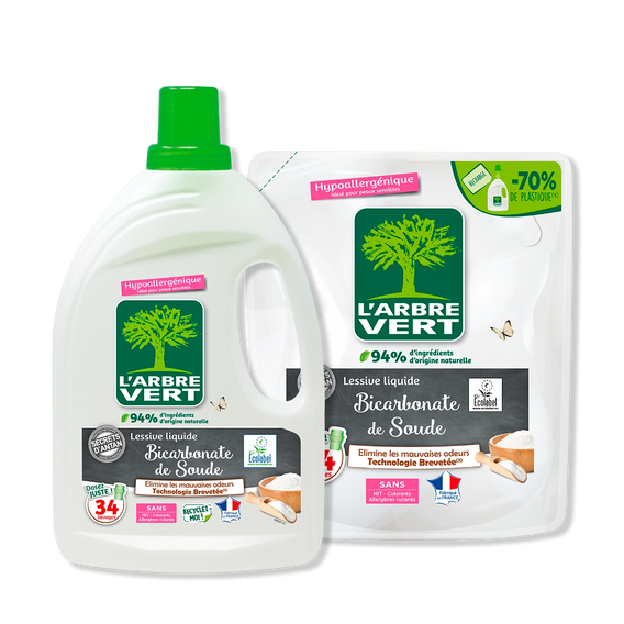 Pack lessive et recharge Bicarbonate de soude 2 x 1,53L
