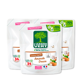 Lot de 3 recharges lessive Amande douce 3 x 1,53L