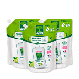 Lot de 3 recharges liquide vaisselle Citron Vert 3 x 1L