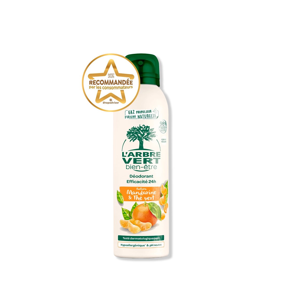 Déodorant spray Mandarine & Thé Vert 125 mL
