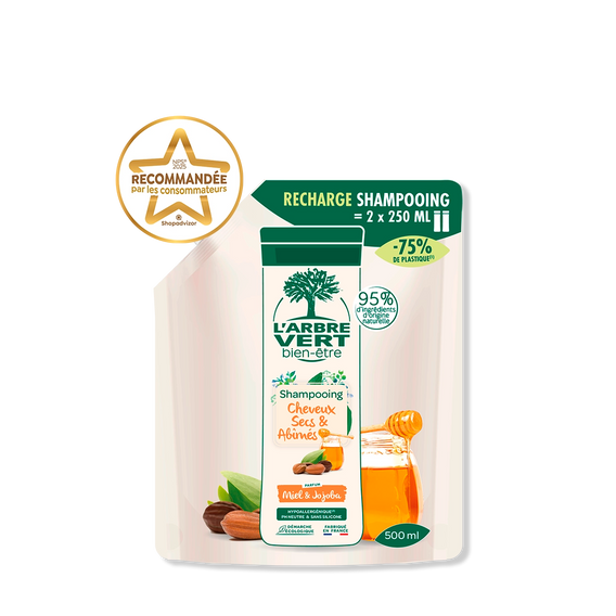 Recharge shampooing Cheveux Secs & Abimés Parfum Miel & Jojoba 500 mL